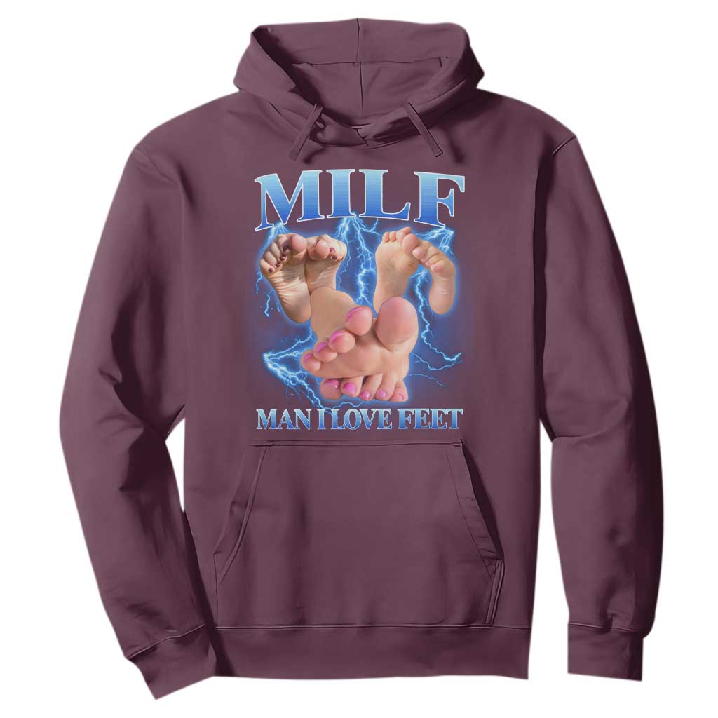 Inappropriate Adult Hoodie Vintage Bootleg MILF Man I Love Feet TS10 Maroon Print Your Wear