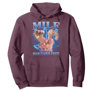Inappropriate Adult Hoodie Vintage Bootleg MILF Man I Love Feet TS10 Maroon Print Your Wear