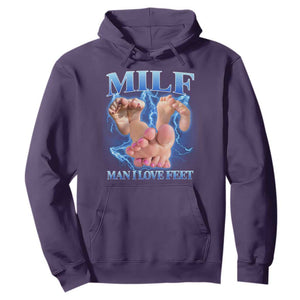 Inappropriate Adult Hoodie Vintage Bootleg MILF Man I Love Feet TS10 Purple Print Your Wear