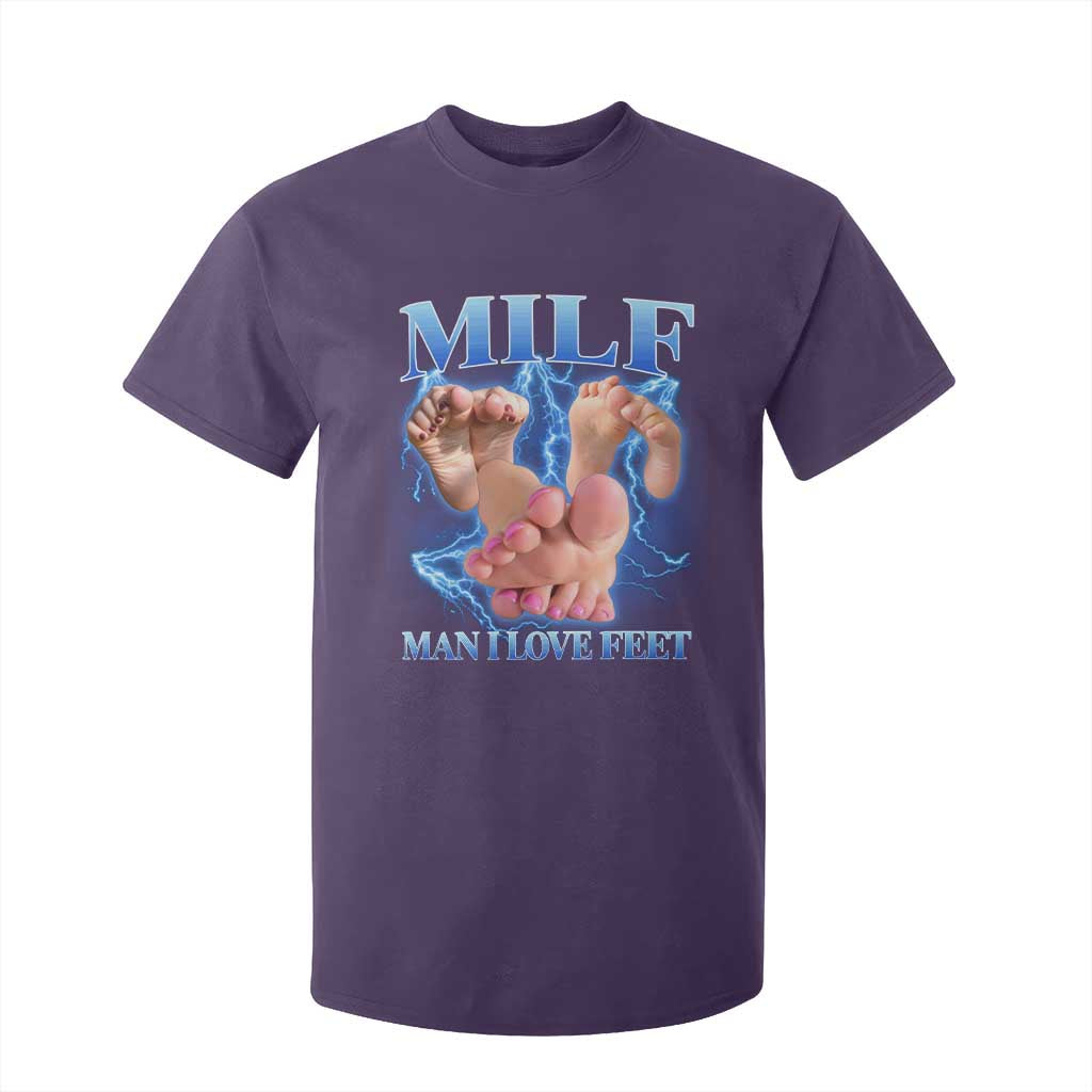 Inappropriate Adult T Shirt For Kid Vintage Bootleg MILF Man I Love Feet TS10 Purple Print Your Wear