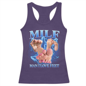 Inappropriate Adult Racerback Tank Top Vintage Bootleg MILF Man I Love Feet TS10 Purple Print Your Wear