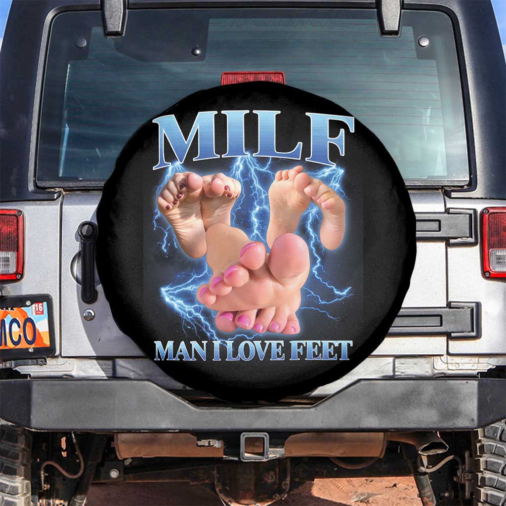 Inappropriate Adult Spare Tire Cover Vintage Bootleg MILF Man I Love Feet TS10 No hole Black Print Your Wear