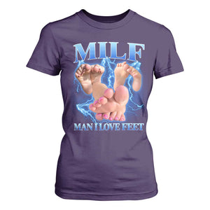 Inappropriate Adult T Shirt For Women Vintage Bootleg MILF Man I Love Feet TS10 Purple Print Your Wear