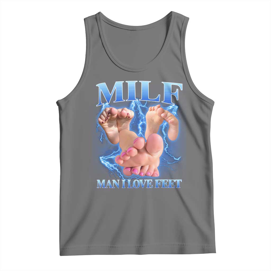 Inappropriate Adult Tank Top Vintage Bootleg MILF Man I Love Feet TS10 Black Heather Print Your Wear