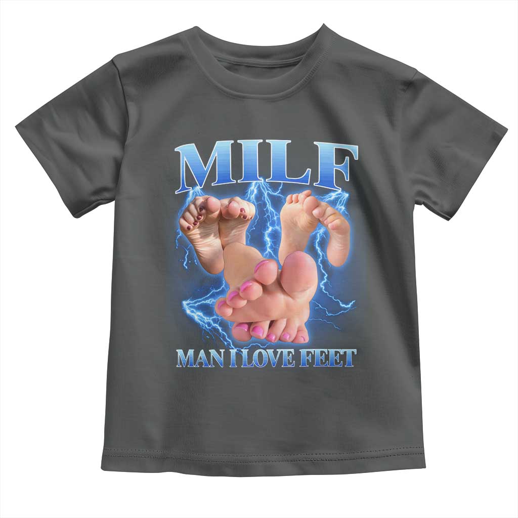 Inappropriate Adult Toddler T Shirt Vintage Bootleg MILF Man I Love Feet TS10 Dark Heather Print Your Wear