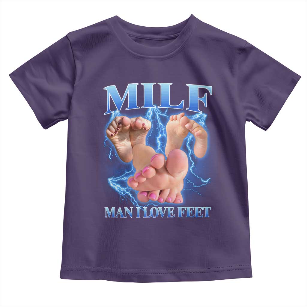 Inappropriate Adult Toddler T Shirt Vintage Bootleg MILF Man I Love Feet TS10 Purple Print Your Wear
