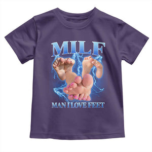 Inappropriate Adult Toddler T Shirt Vintage Bootleg MILF Man I Love Feet TS10 Purple Print Your Wear