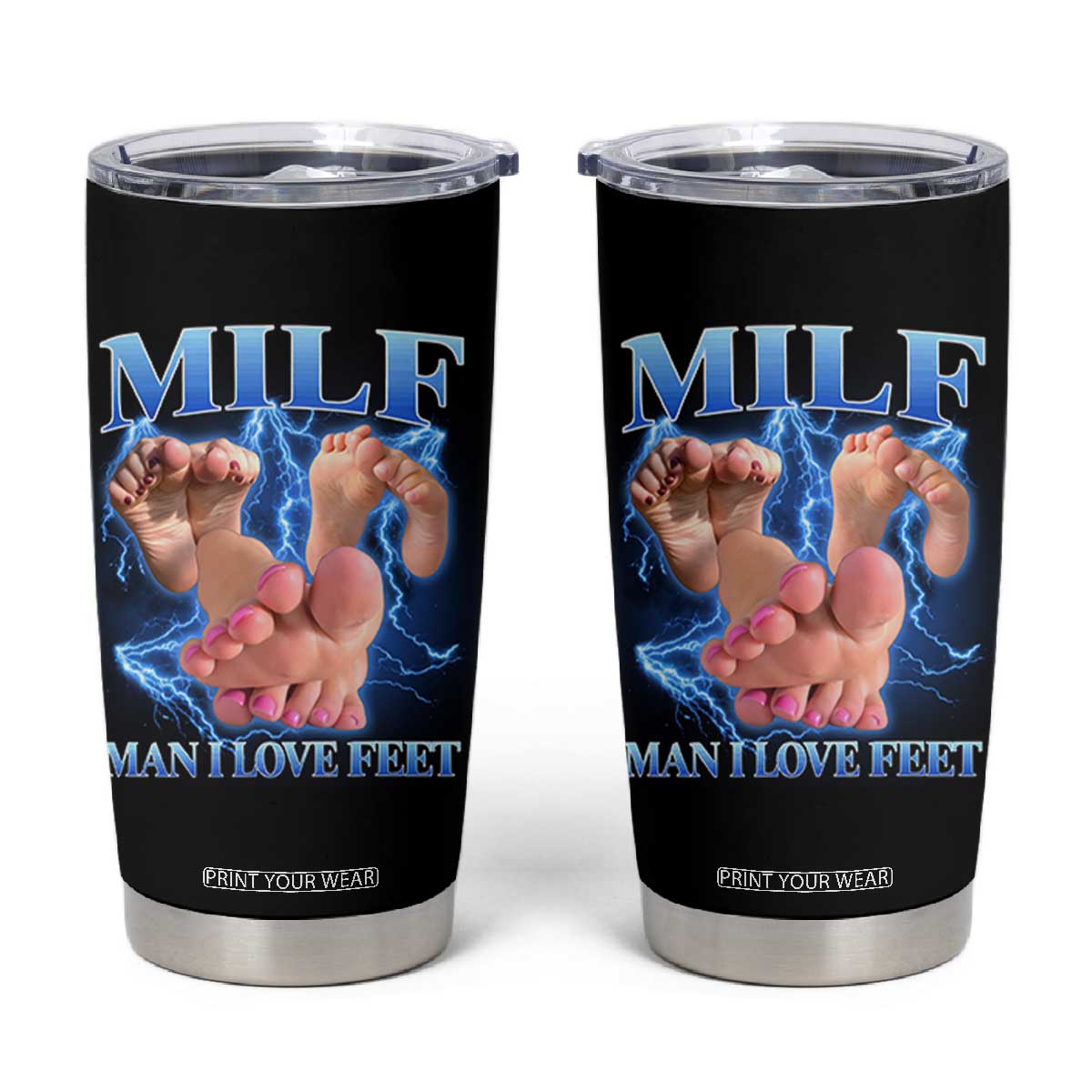 Inappropriate Adult Tumbler Cup Vintage Bootleg MILF Man I Love Feet TS10 Black Print Your Wear
