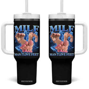 Inappropriate Adult Tumbler With Handle Vintage Bootleg MILF Man I Love Feet TS10 One Size: 40 oz Black Print Your Wear