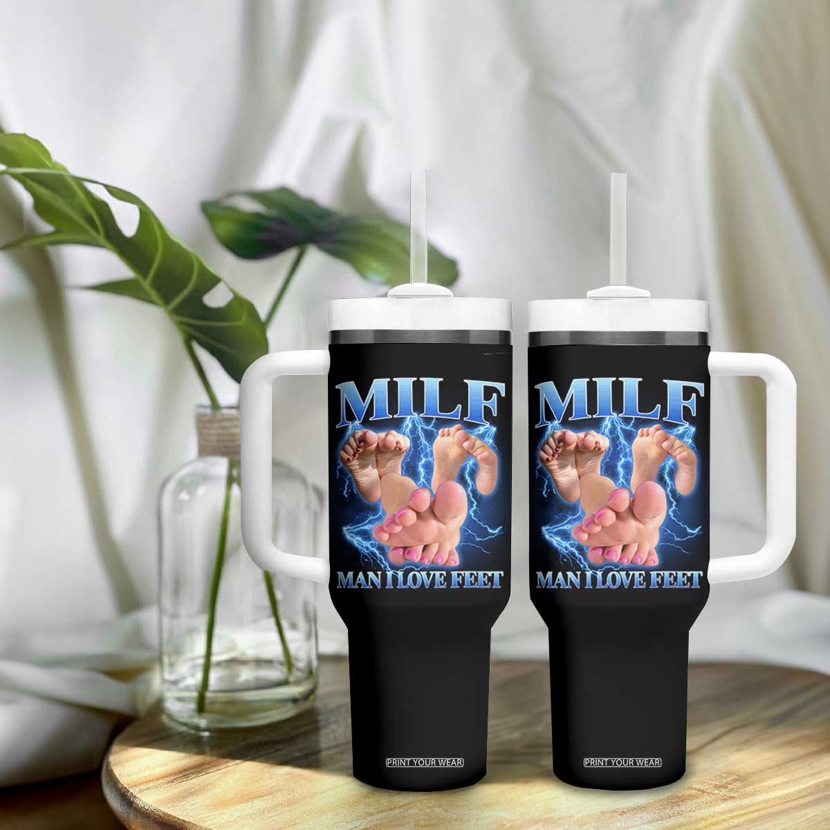 Inappropriate Adult Tumbler With Handle Vintage Bootleg MILF Man I Love Feet TS10 Print Your Wear
