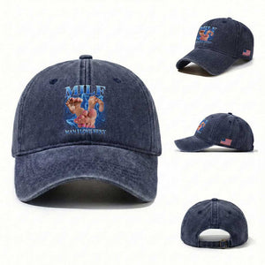 Inappropriate Adult Washed Cotton Baseball Cap Vintage Bootleg MILF Man I Love Feet TS10 Washed Cap Universal Fit Navy Print Your Wear