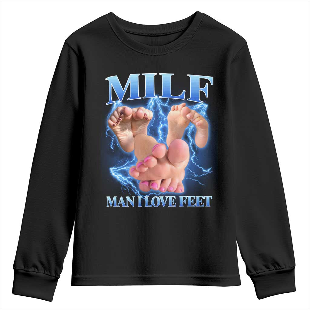 Inappropriate Adult Youth Sweatshirt Vintage Bootleg MILF Man I Love Feet TS10 Black Print Your Wear
