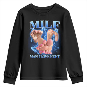 Inappropriate Adult Youth Sweatshirt Vintage Bootleg MILF Man I Love Feet TS10 Black Print Your Wear