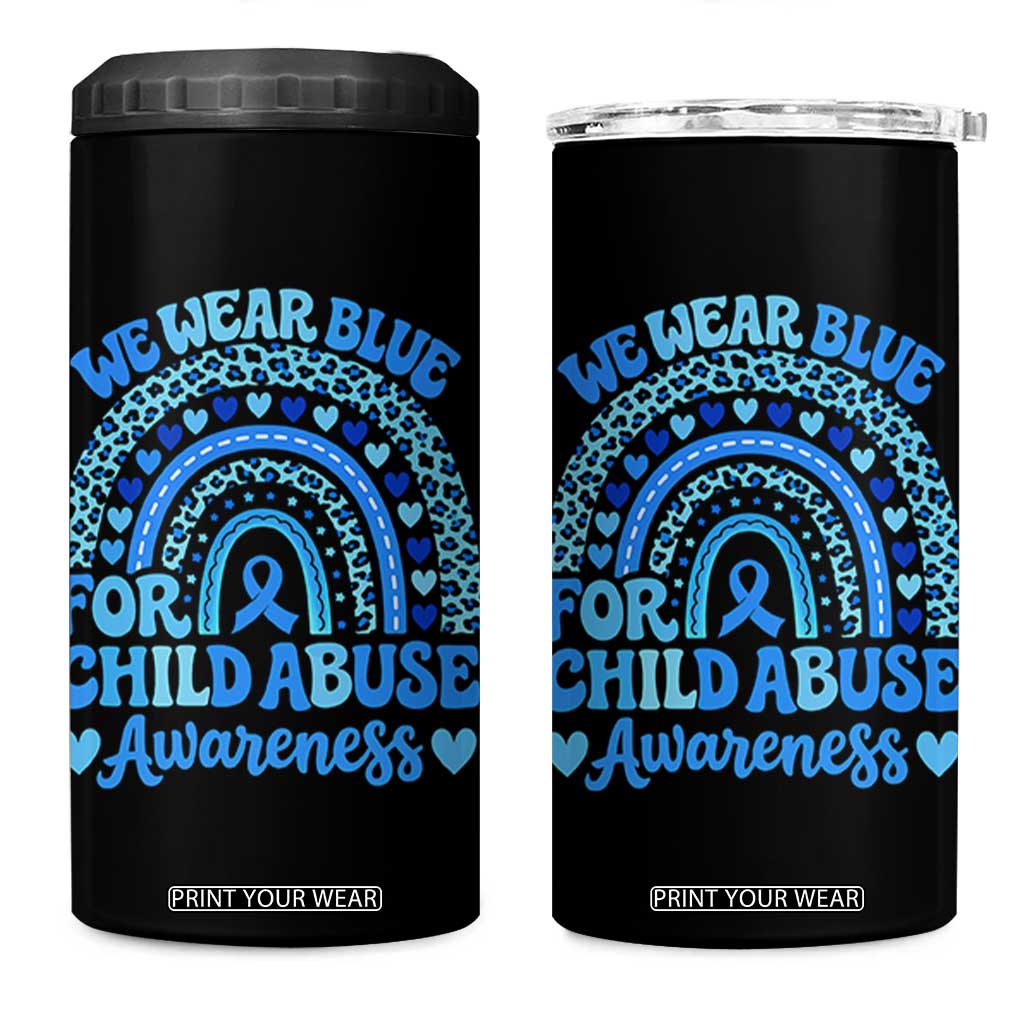 We Wear Blue Child Abuse Prevention 4 in 1 Can Cooler Tumbler TS10 One Size: 16 oz Black Print Your Wear
