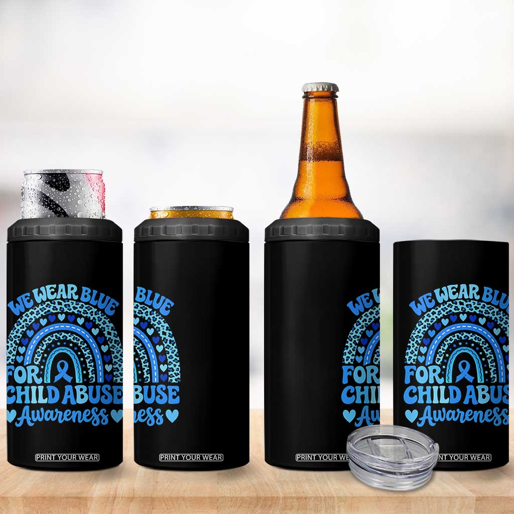 We Wear Blue Child Abuse Prevention 4 in 1 Can Cooler Tumbler TS10 Print Your Wear