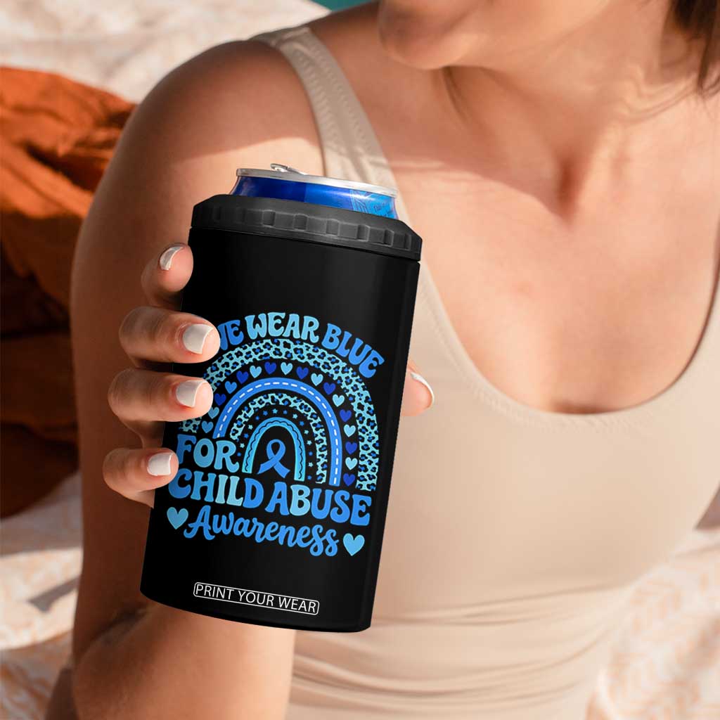 We Wear Blue Child Abuse Prevention 4 in 1 Can Cooler Tumbler TS10 Print Your Wear