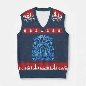 We Wear Blue Child Abuse Prevention V-Neck Knit Sweater Vest TS10 Navy Red Print Your Wear
