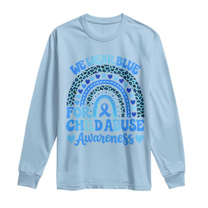 We Wear Blue Child Abuse Prevention Long Sleeve Shirt TS10 Light Blue Print Your Wear