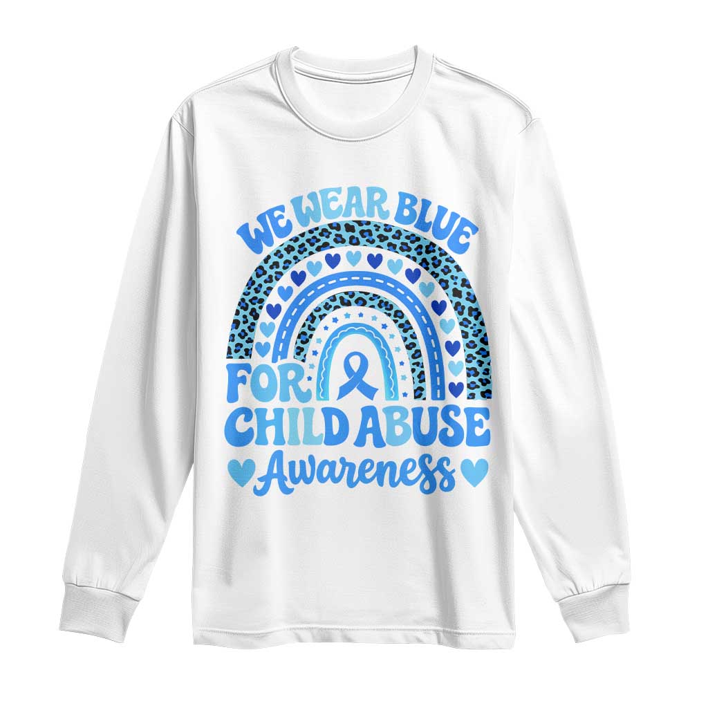 We Wear Blue Child Abuse Prevention Long Sleeve Shirt TS10 White Print Your Wear