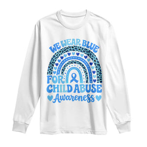 We Wear Blue Child Abuse Prevention Long Sleeve Shirt TS10 White Print Your Wear