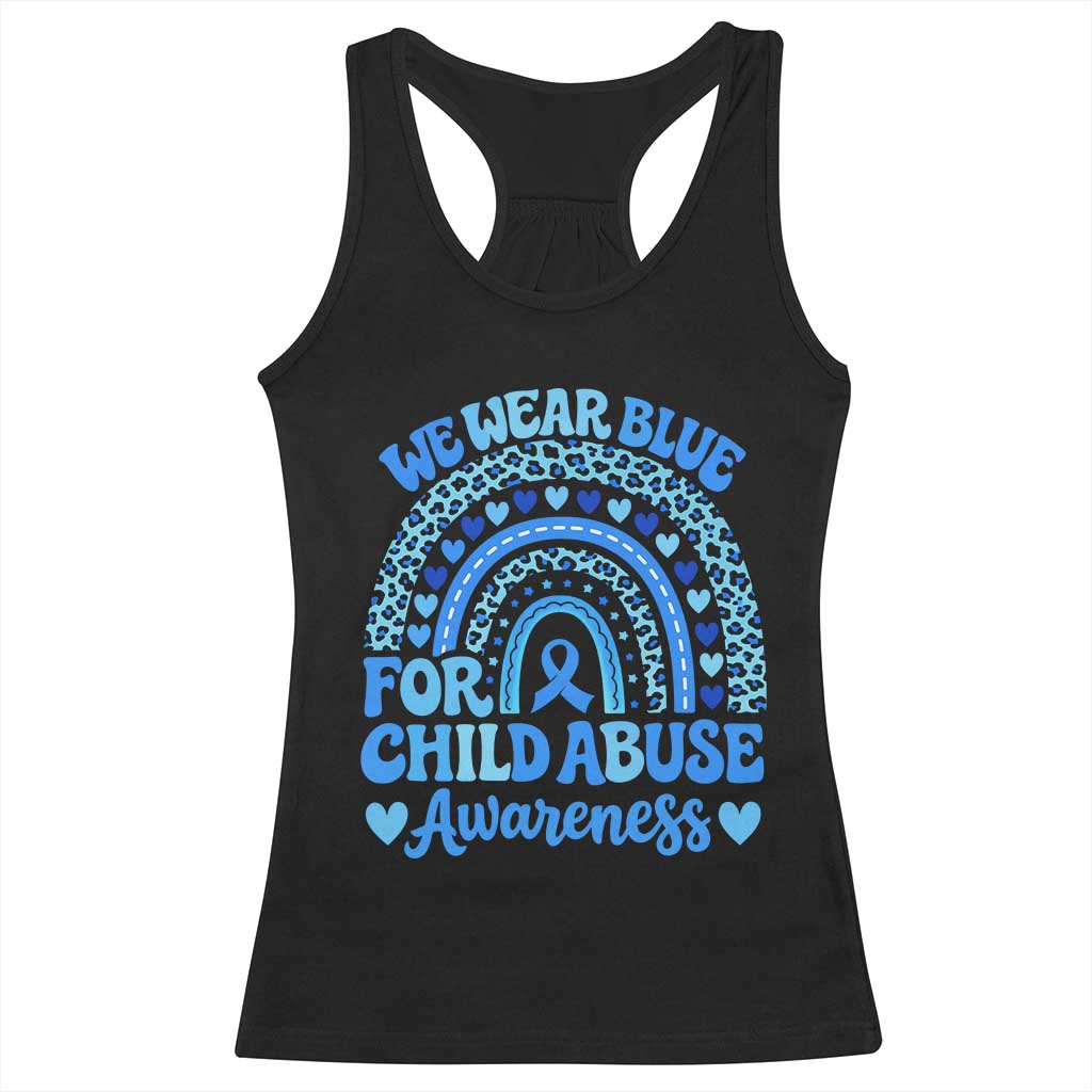We Wear Blue Child Abuse Prevention Racerback Tank Top TS10 Black Print Your Wear