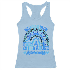 We Wear Blue Child Abuse Prevention Racerback Tank Top TS10 Light Blue Print Your Wear