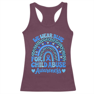 We Wear Blue Child Abuse Prevention Racerback Tank Top TS10 Maroon Print Your Wear