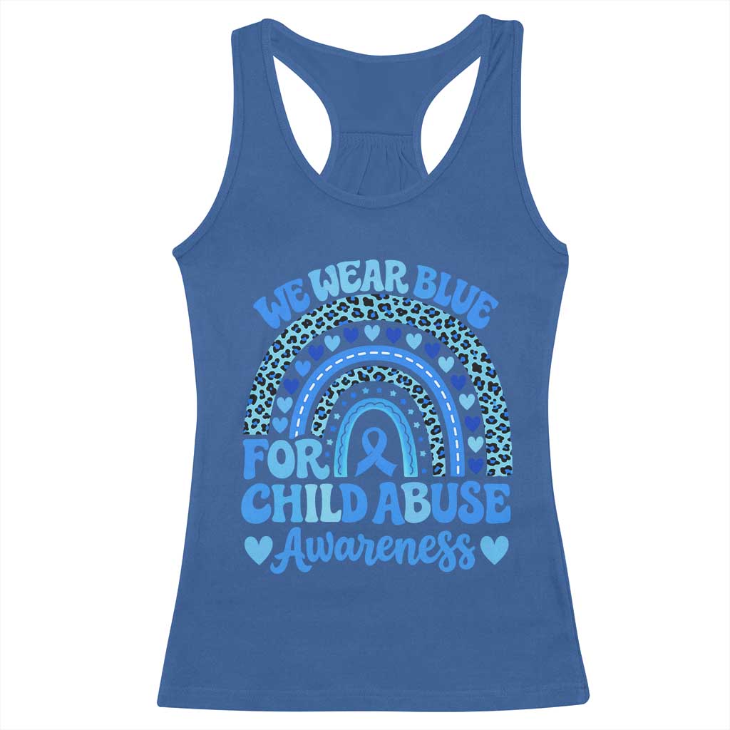 We Wear Blue Child Abuse Prevention Racerback Tank Top TS10 Royal Blue Print Your Wear
