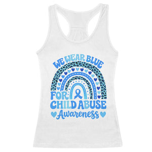 We Wear Blue Child Abuse Prevention Racerback Tank Top TS10 White Print Your Wear