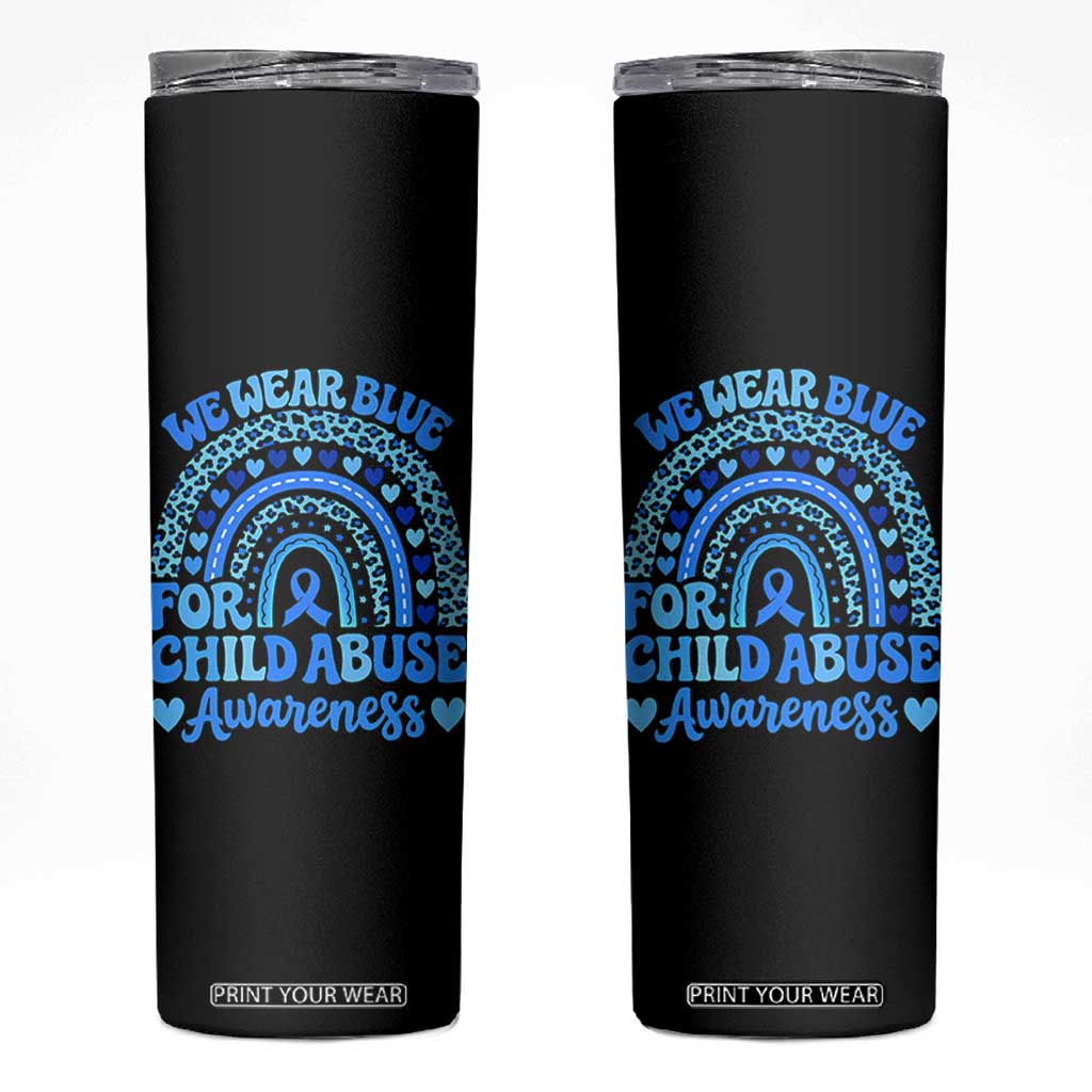 We Wear Blue Child Abuse Prevention Skinny Tumbler TS10 Black Print Your Wear