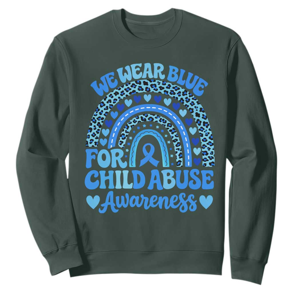 We Wear Blue Child Abuse Prevention Sweatshirt TS10 Dark Forest Green Print Your Wear