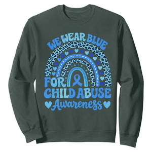 We Wear Blue Child Abuse Prevention Sweatshirt TS10 Dark Forest Green Print Your Wear