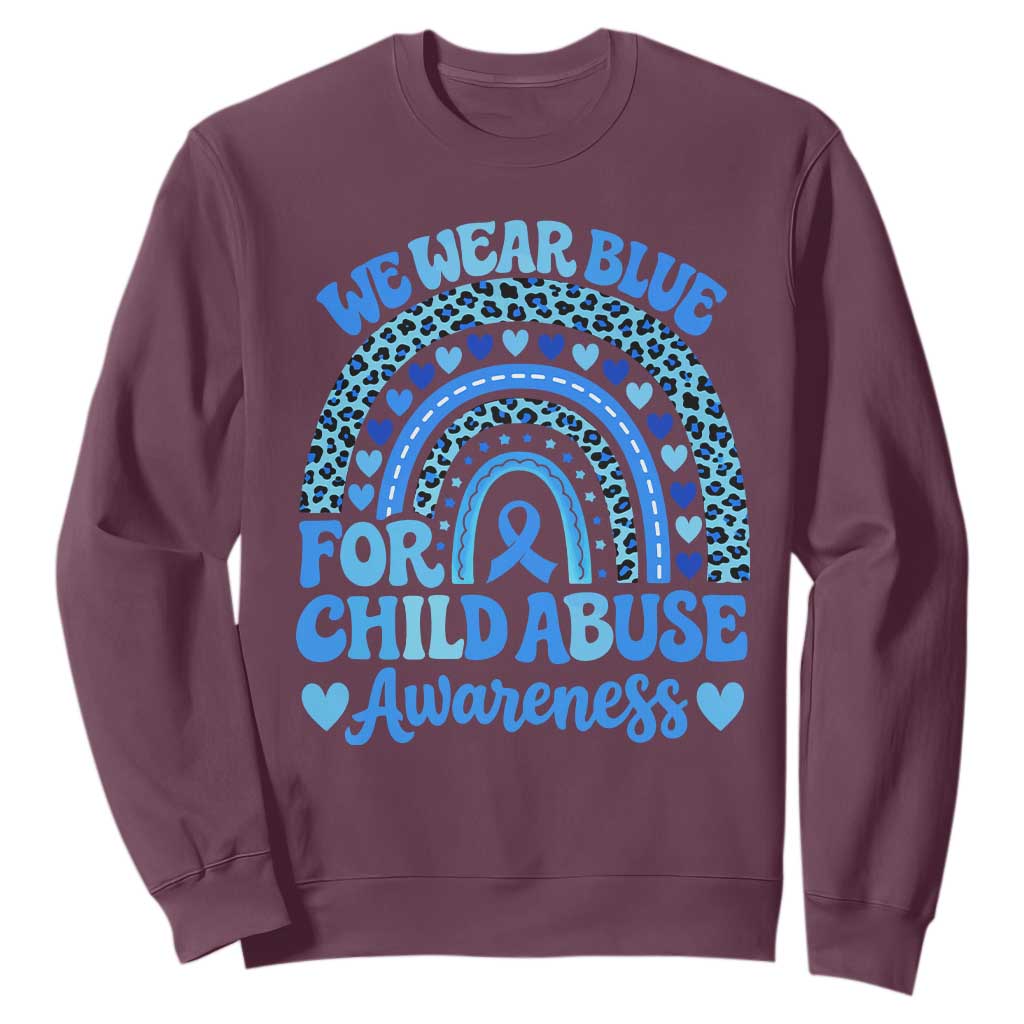 We Wear Blue Child Abuse Prevention Sweatshirt TS10 Maroon Print Your Wear