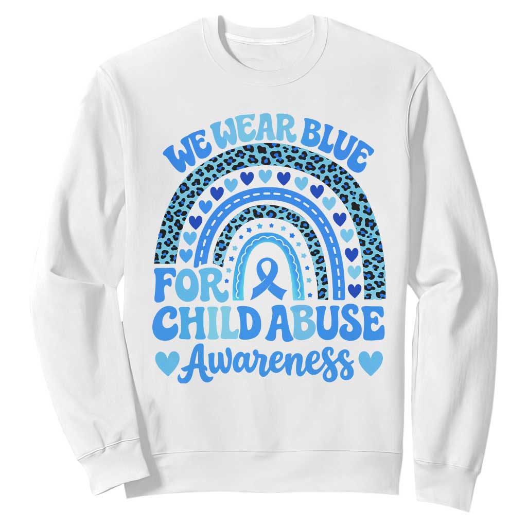 We Wear Blue Child Abuse Prevention Sweatshirt TS10 White Print Your Wear