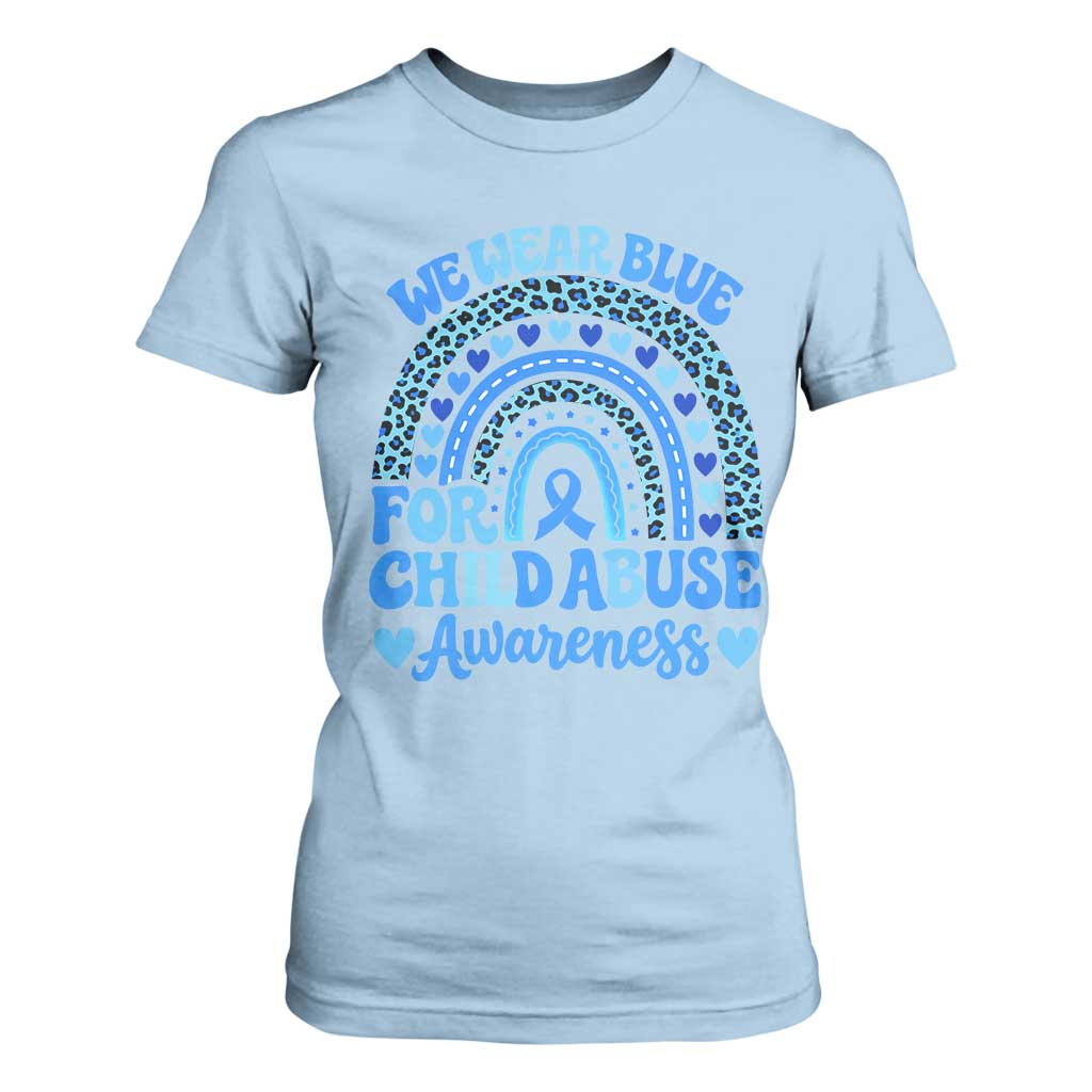 We Wear Blue Child Abuse Prevention T Shirt For Women TS10 Light Blue Print Your Wear