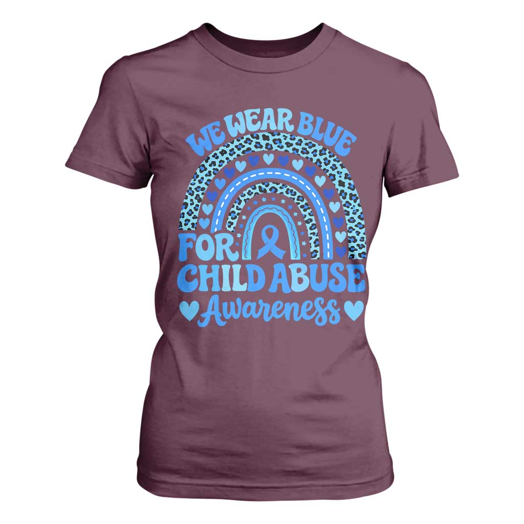 We Wear Blue Child Abuse Prevention T Shirt For Women TS10 Maroon Print Your Wear