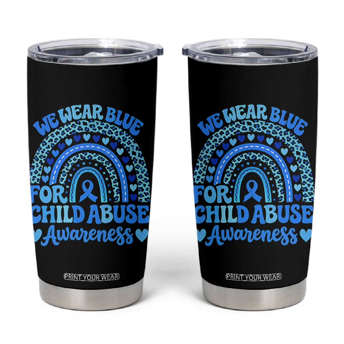 We Wear Blue Child Abuse Prevention Tumbler Cup TS10 Black Print Your Wear
