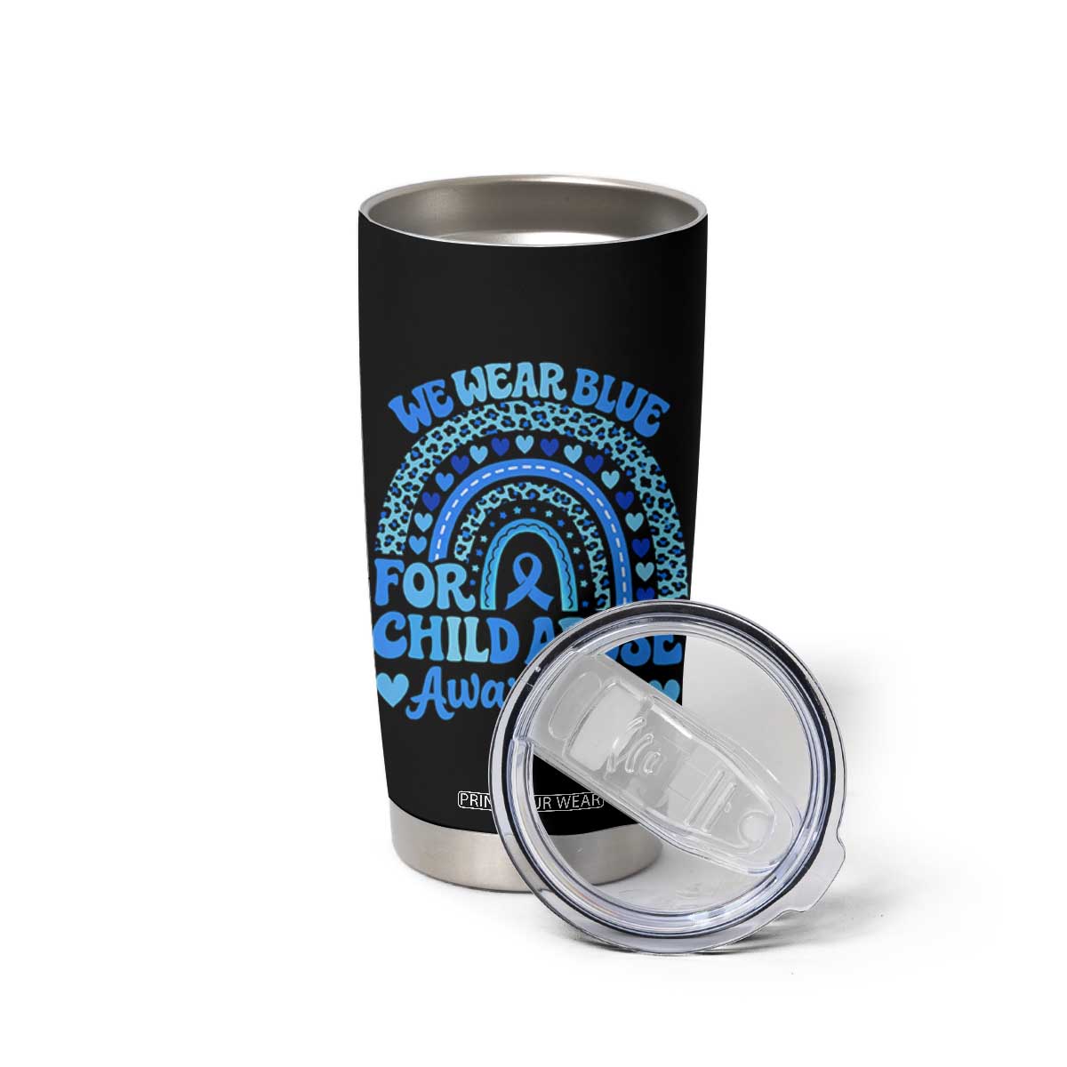 We Wear Blue Child Abuse Prevention Tumbler Cup TS10 Print Your Wear