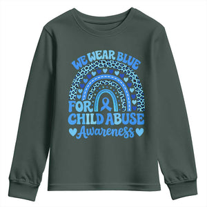 We Wear Blue Child Abuse Prevention Youth Sweatshirt TS10 Dark Forest Green Print Your Wear
