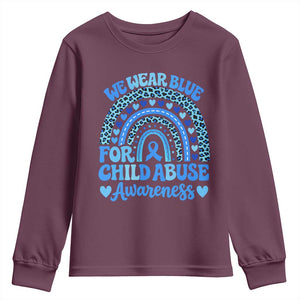 We Wear Blue Child Abuse Prevention Youth Sweatshirt TS10 Maroon Print Your Wear