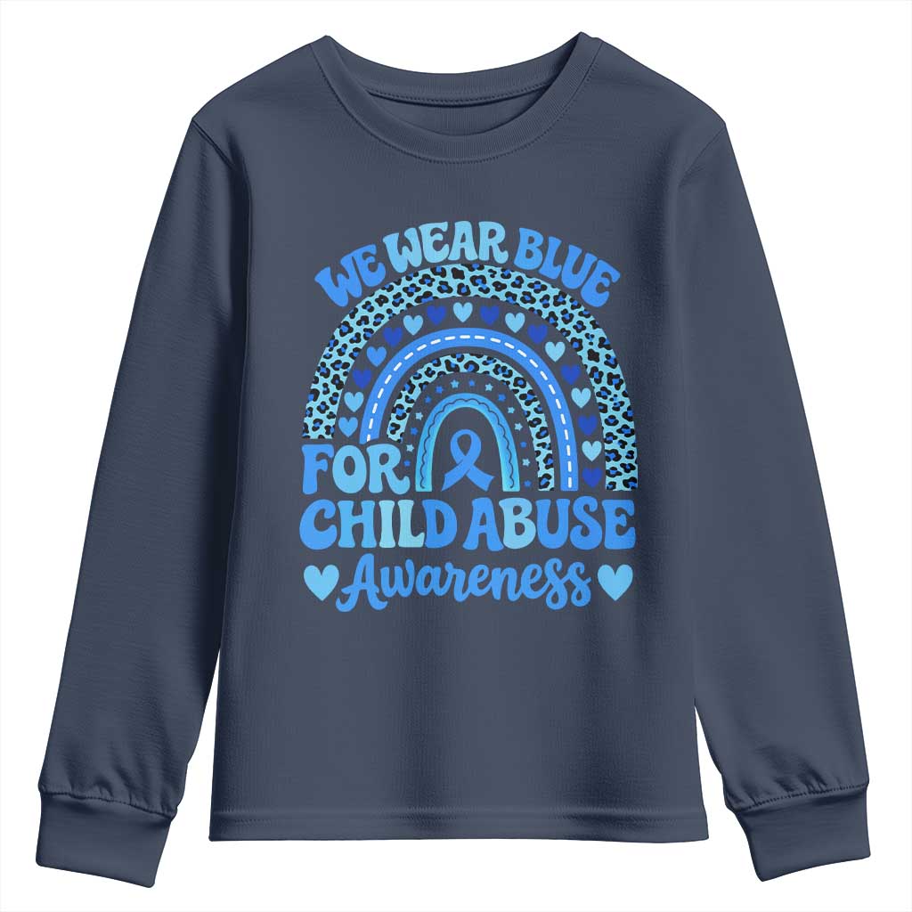 We Wear Blue Child Abuse Prevention Youth Sweatshirt TS10 Navy Print Your Wear