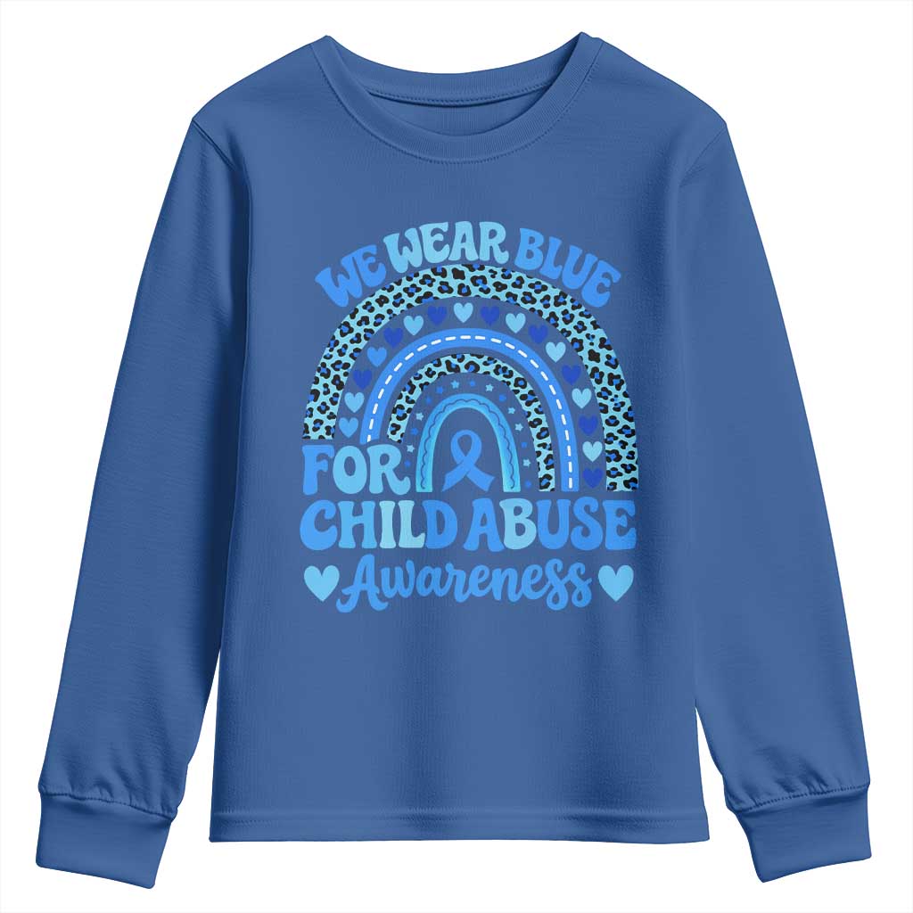 We Wear Blue Child Abuse Prevention Youth Sweatshirt TS10 Royal Blue Print Your Wear