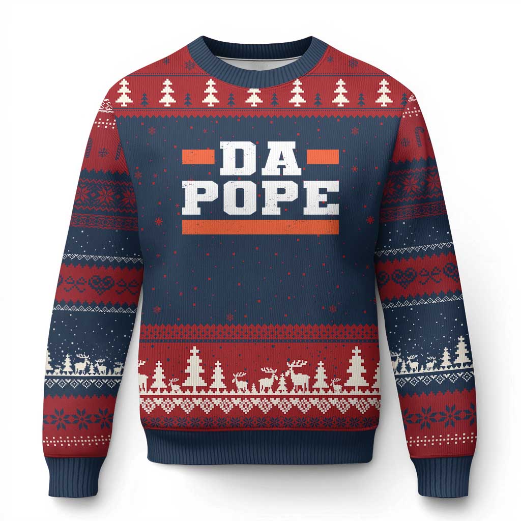 Da Pope Leo XIV Ugly Christmas Sweater From America Chicago TS10 Navy Red Print Your Wear