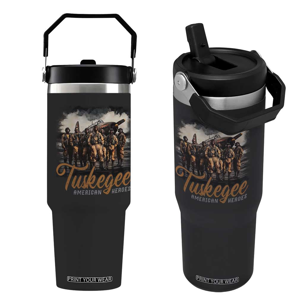 Tuskegee Airmen Flip Straw Tumbler African American Heroes WW2 Tribute Black History Month TS10 One Size: 30 oz Black Print Your Wear