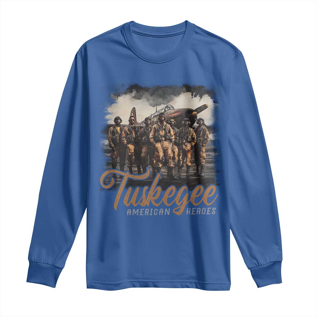 Tuskegee Airmen Long Sleeve Shirt African American Heroes WW2 Tribute Black History Month TS10 Royal Blue Print Your Wear