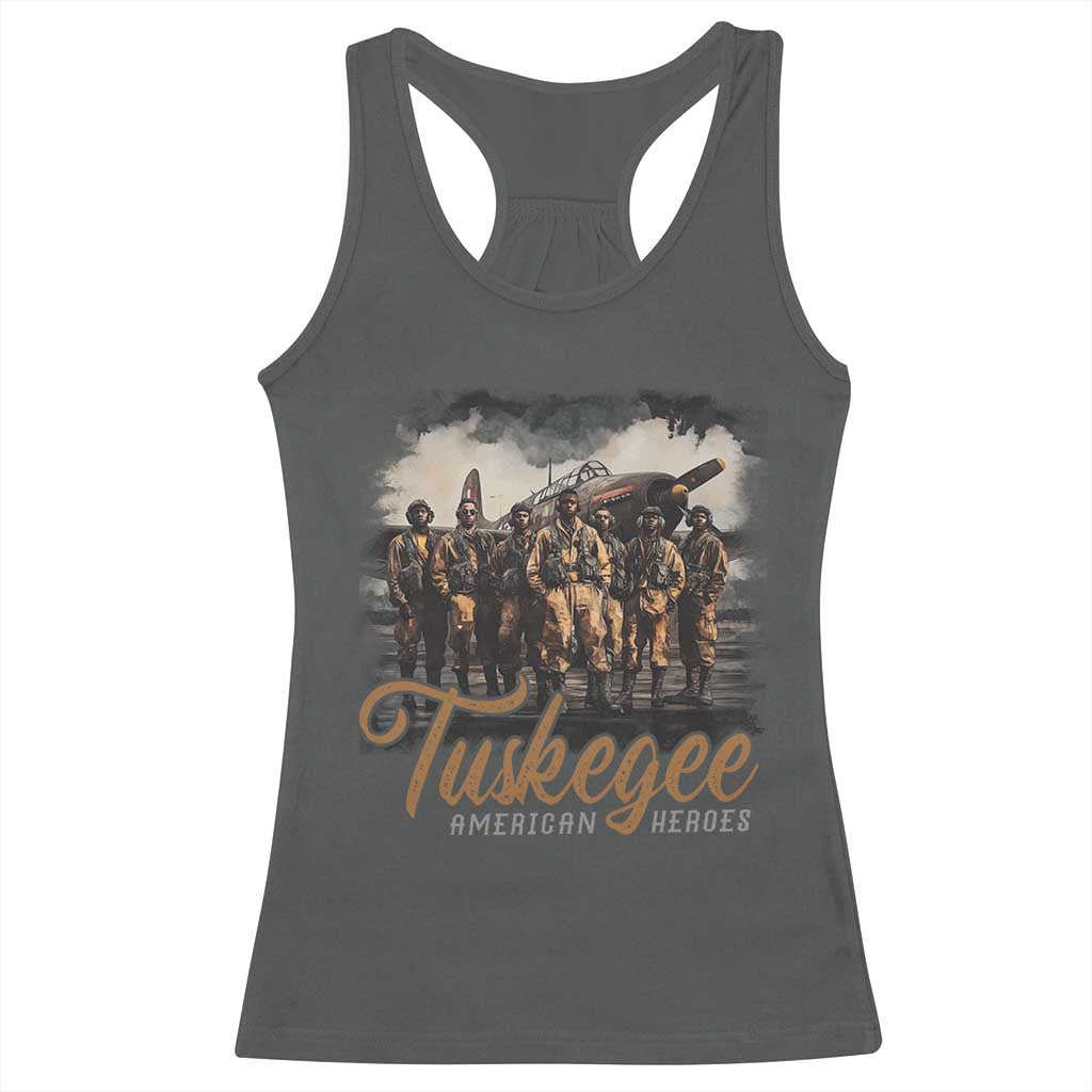 Tuskegee Airmen Racerback Tank Top African American Heroes WW2 Tribute Black History Month TS10 Dark Heather Print Your Wear