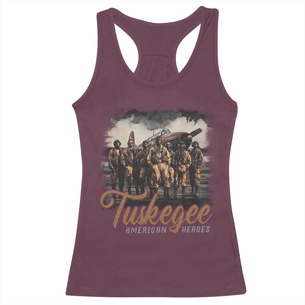 Tuskegee Airmen Racerback Tank Top African American Heroes WW2 Tribute Black History Month TS10 Maroon Print Your Wear