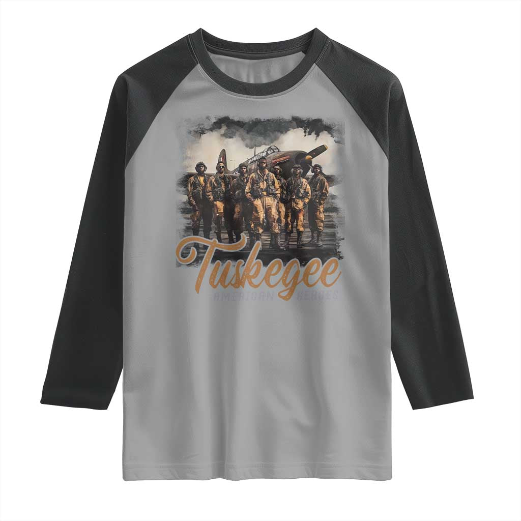 Tuskegee Airmen Raglan Shirt African American Heroes WW2 Tribute Black History Month TS10 Sport Gray Black Print Your Wear