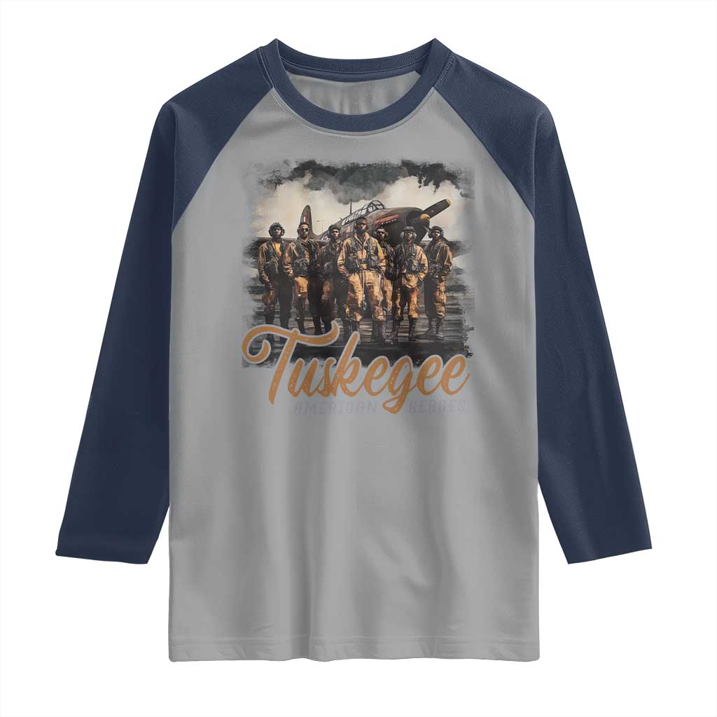 Tuskegee Airmen Raglan Shirt African American Heroes WW2 Tribute Black History Month TS10 Sport Gray Navy Print Your Wear