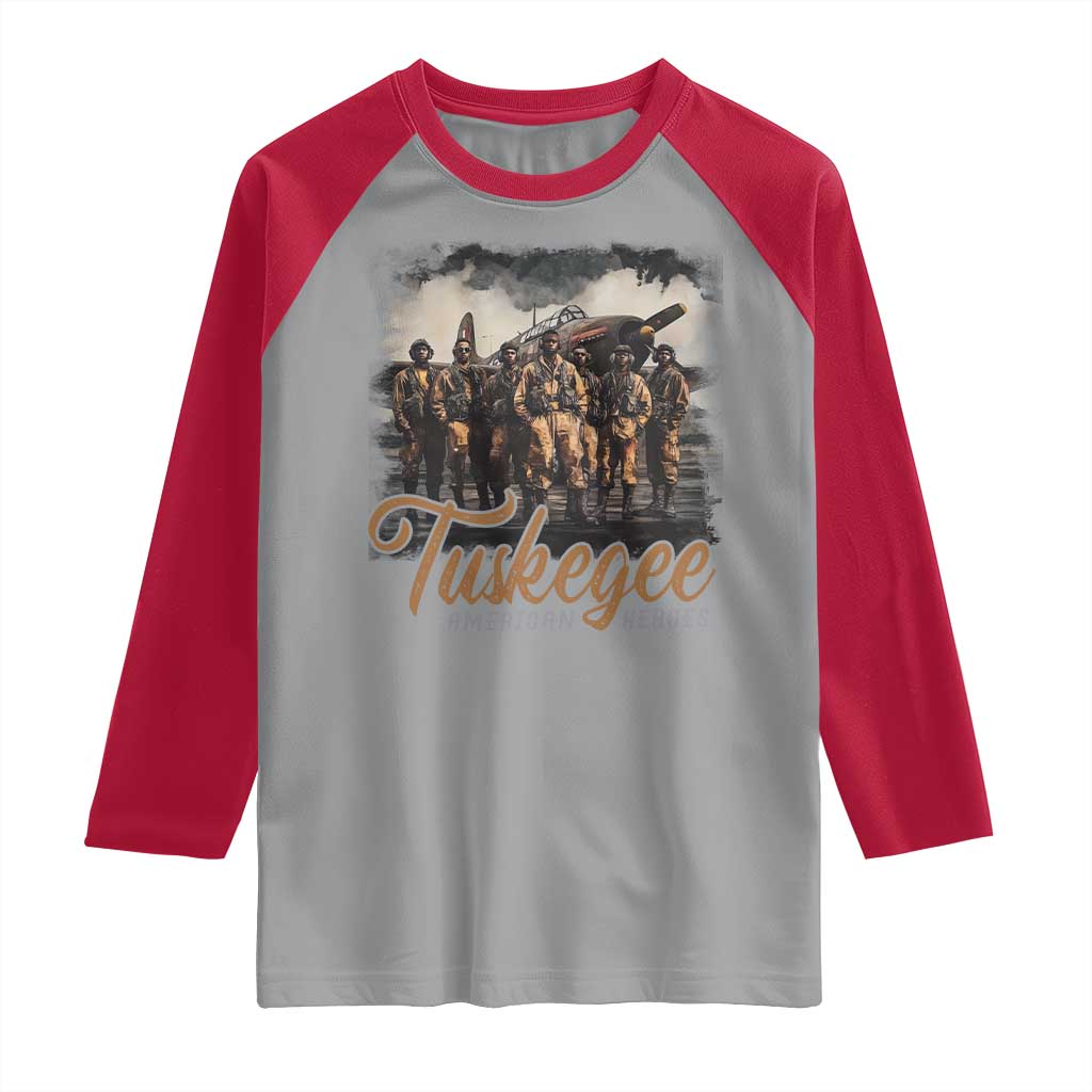 Tuskegee Airmen Raglan Shirt African American Heroes WW2 Tribute Black History Month TS10 Sport Gray Red Print Your Wear